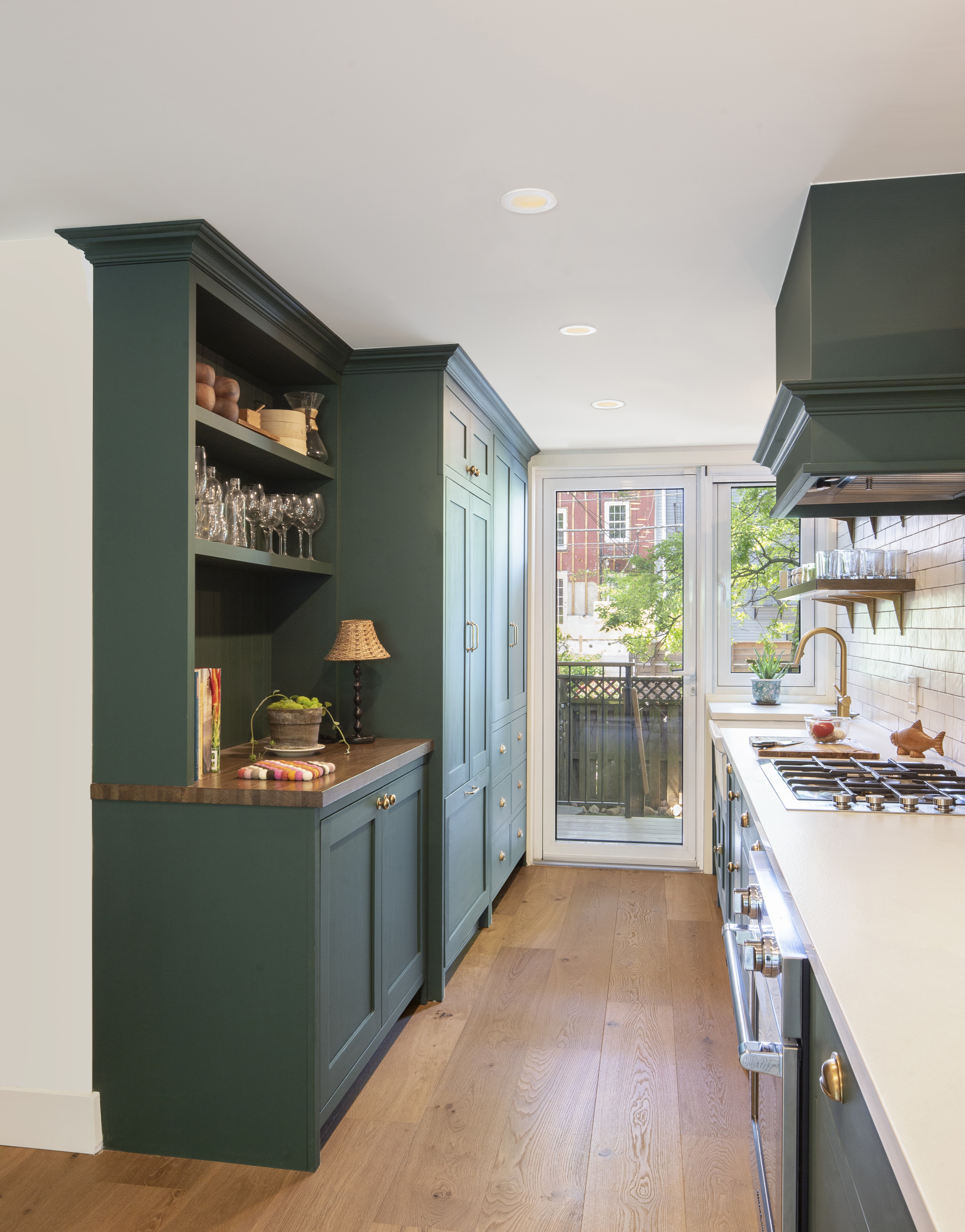 Wide plank hardwood flooring throughout sophisticated Prospect Park SW home interior in New York