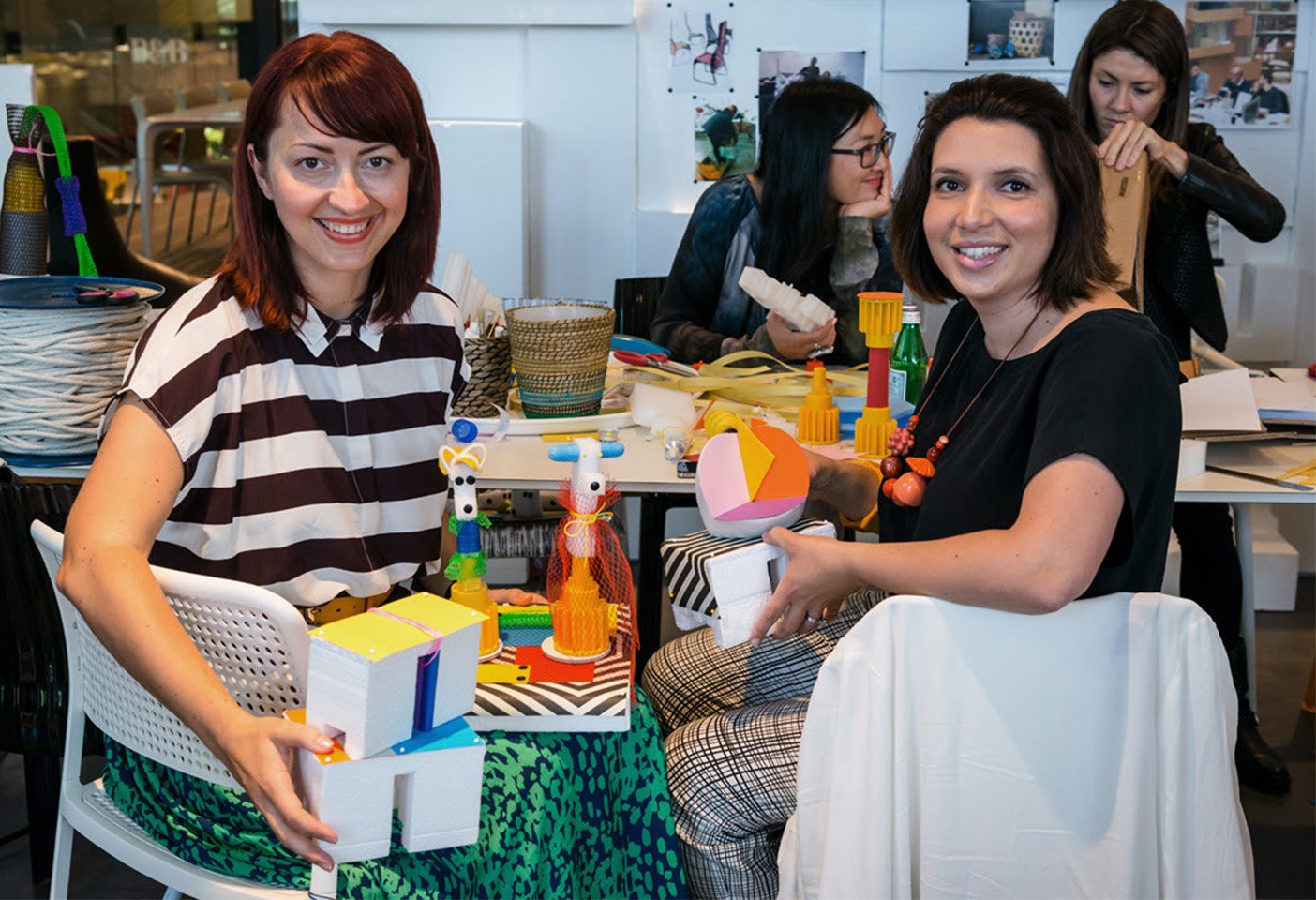 Dana Tomić Hughes, Yellowtrace, and Sarah-Jane Pyke, Arent&Pyke, at the 'Making It' workshop with Patricia Urquiola in 2013 when the designer was back to celebrate Space's 20th birthday. Photo c/o Space.