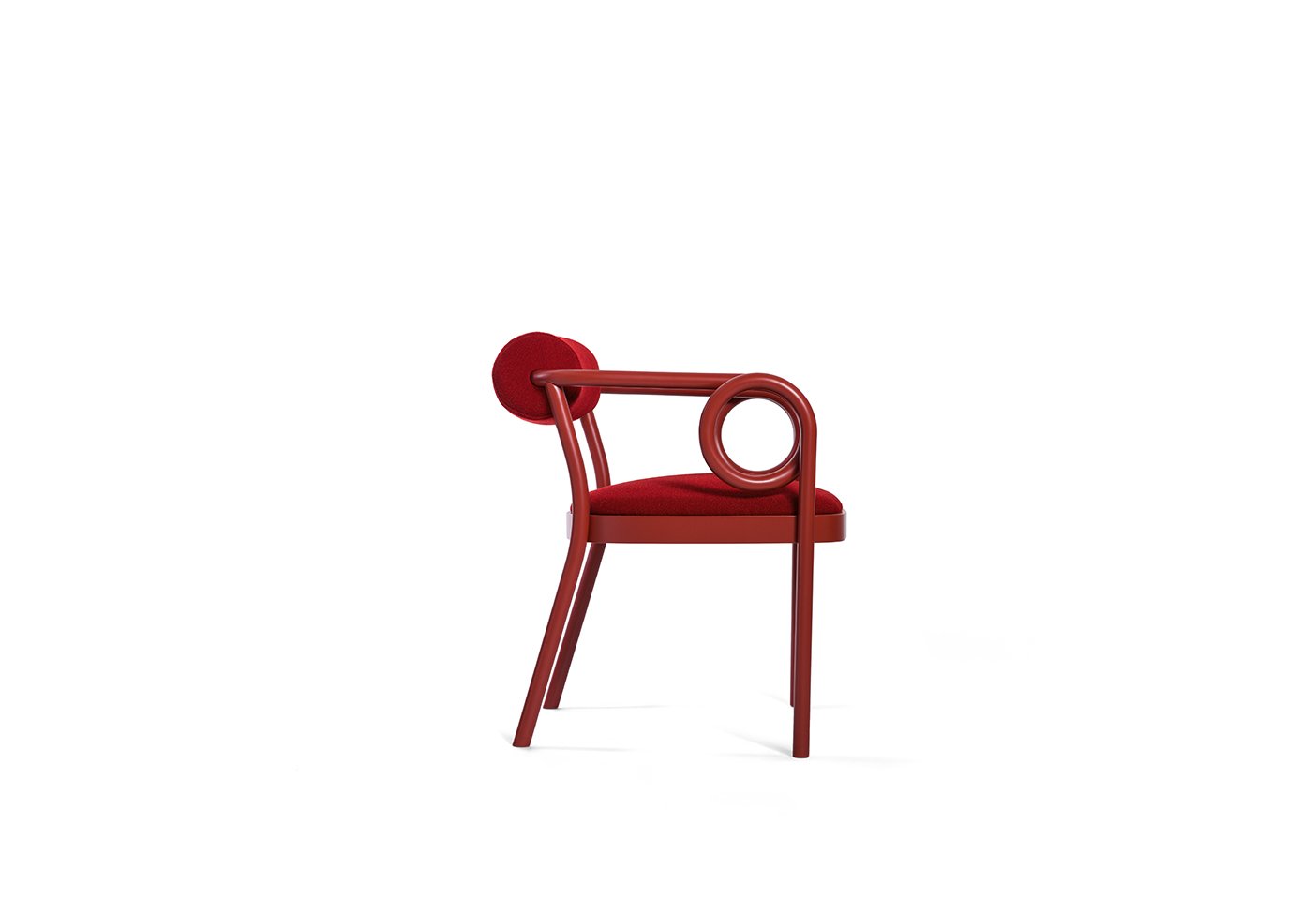 Distinctive for its colour and form, the Loop chair was designed by French architect India Mahdavi for Gebrüder Thonet Vienna. Photo c/o Gebrüder Thonet Vienna.