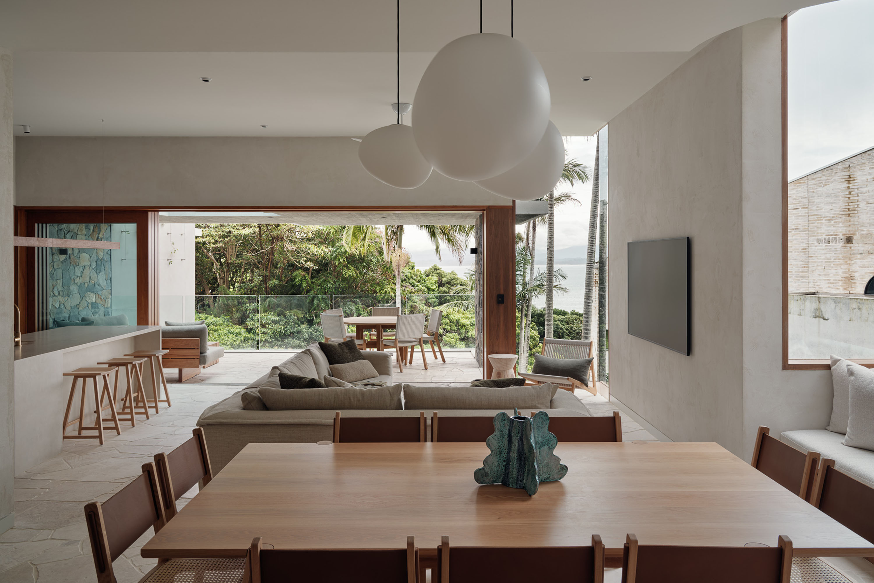 Sunny Modular Sofa Astrid Flax, Brooklyn Dining Chair Oak Base Natural Rattan Seat Natural Stone Back Sling