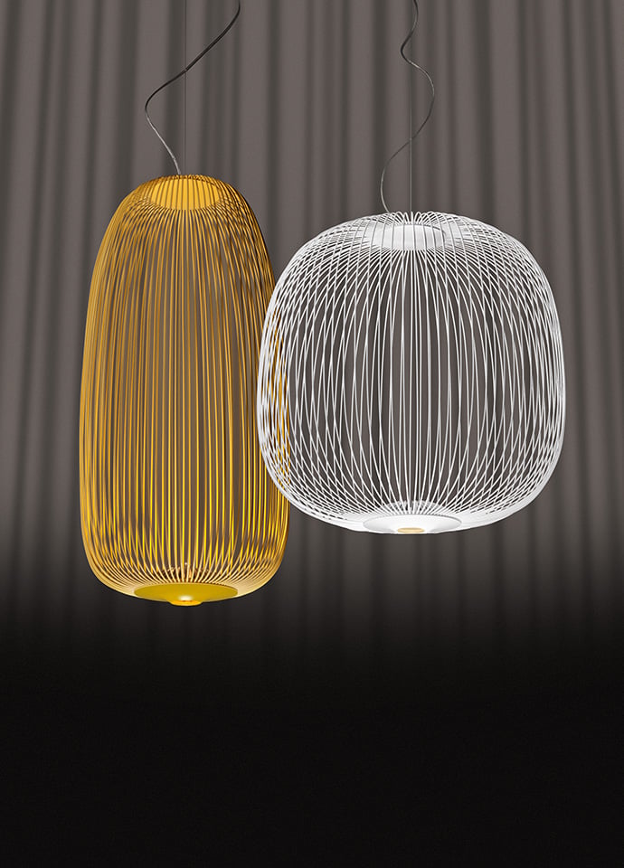 The Spokes 1 and 2 lights designed by Studio Garcia Cumino for Foscarini. Photo c/o Foscarini.
