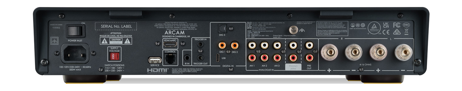 ARCAM A25+ connection panel view