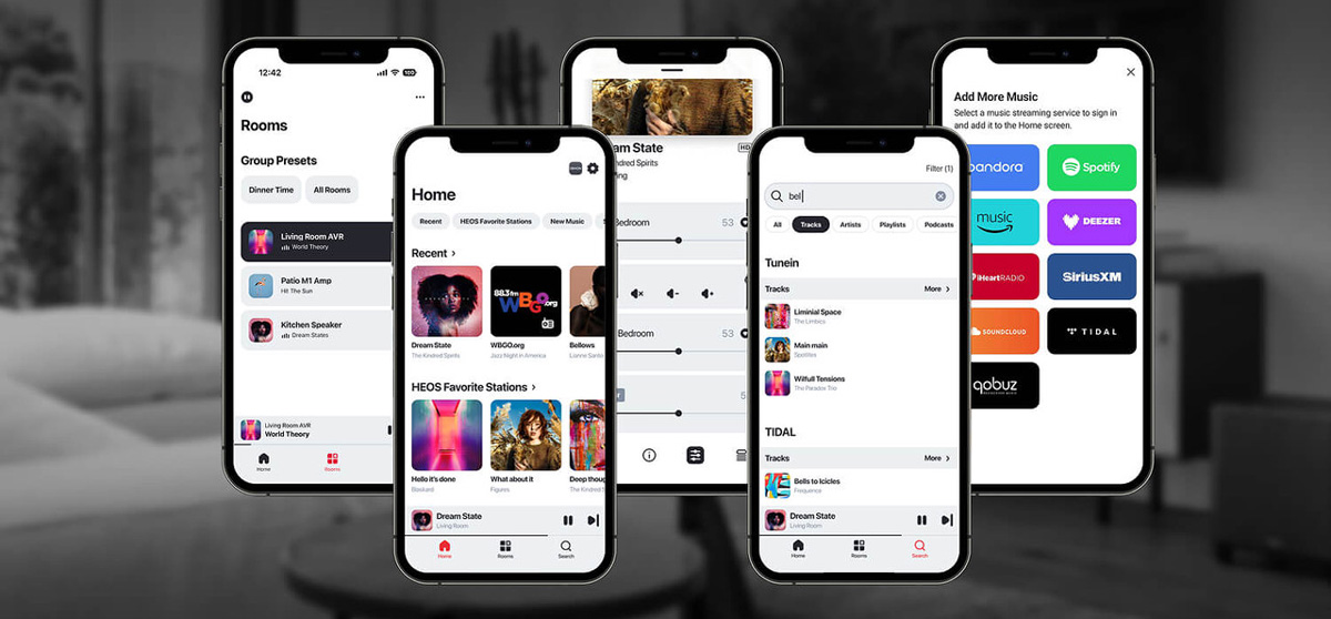 HEOS app screenshots