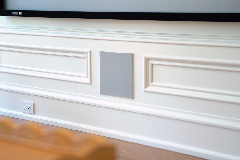 In-wall speaker in smart home media room