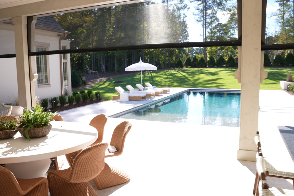 Swimming pool in backyard of a home