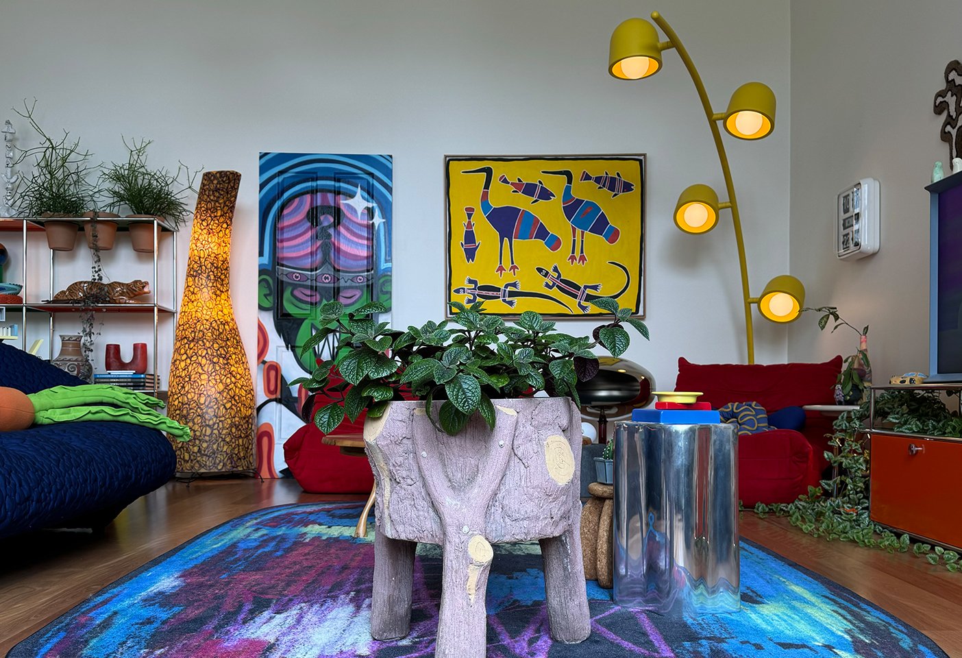 Matt and Josh's constantly evolving living space filled with collected pieces including the Moooi Scribble Carpet, here and below, designed by Front. Photos c/o Josh and Matt Design.