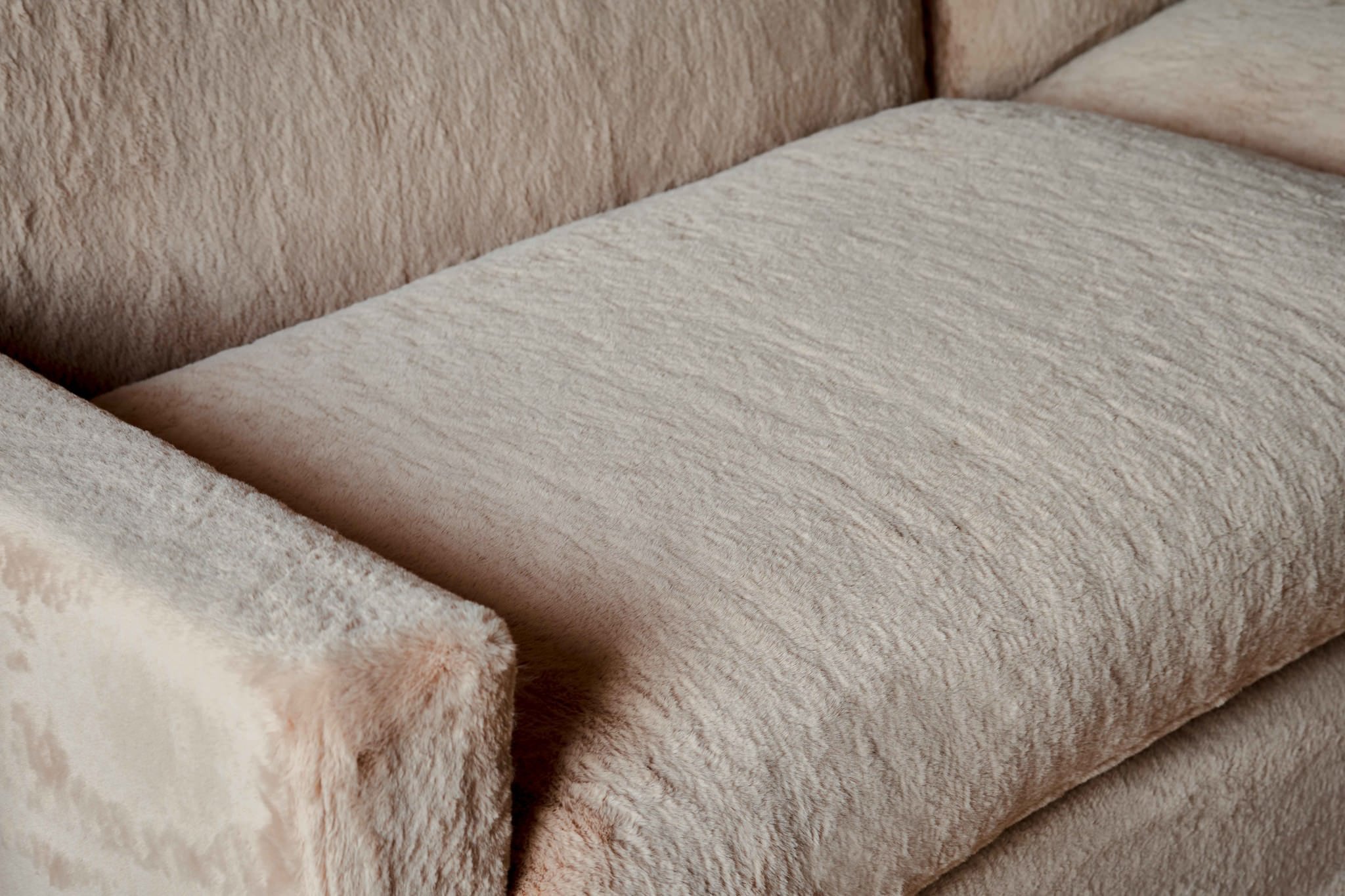 Close up of Devyn Sofa Recycled Faux Fur Pampas Flow