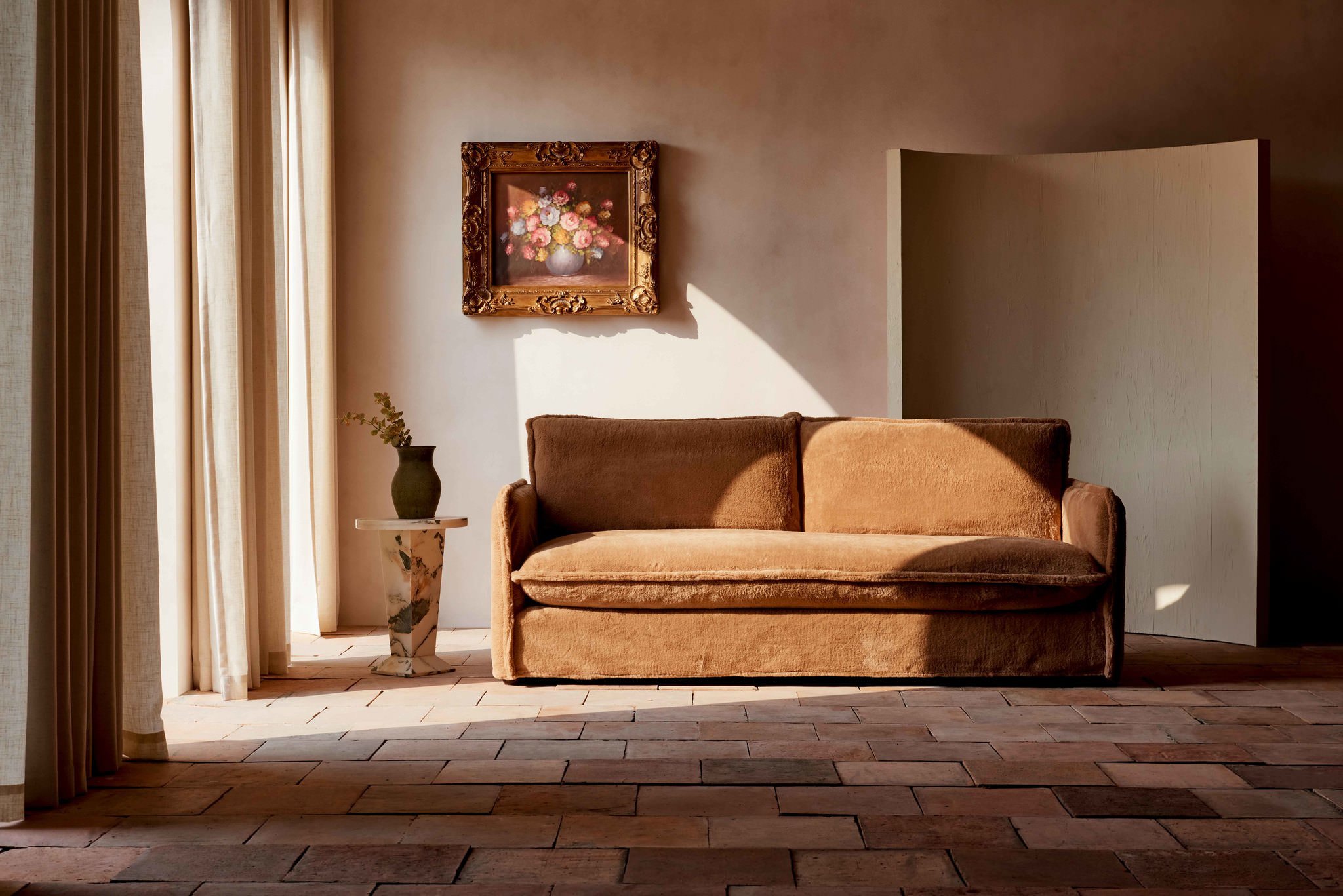 Neva Sofa in Recycled Faux Fur Kiwi Fuzz