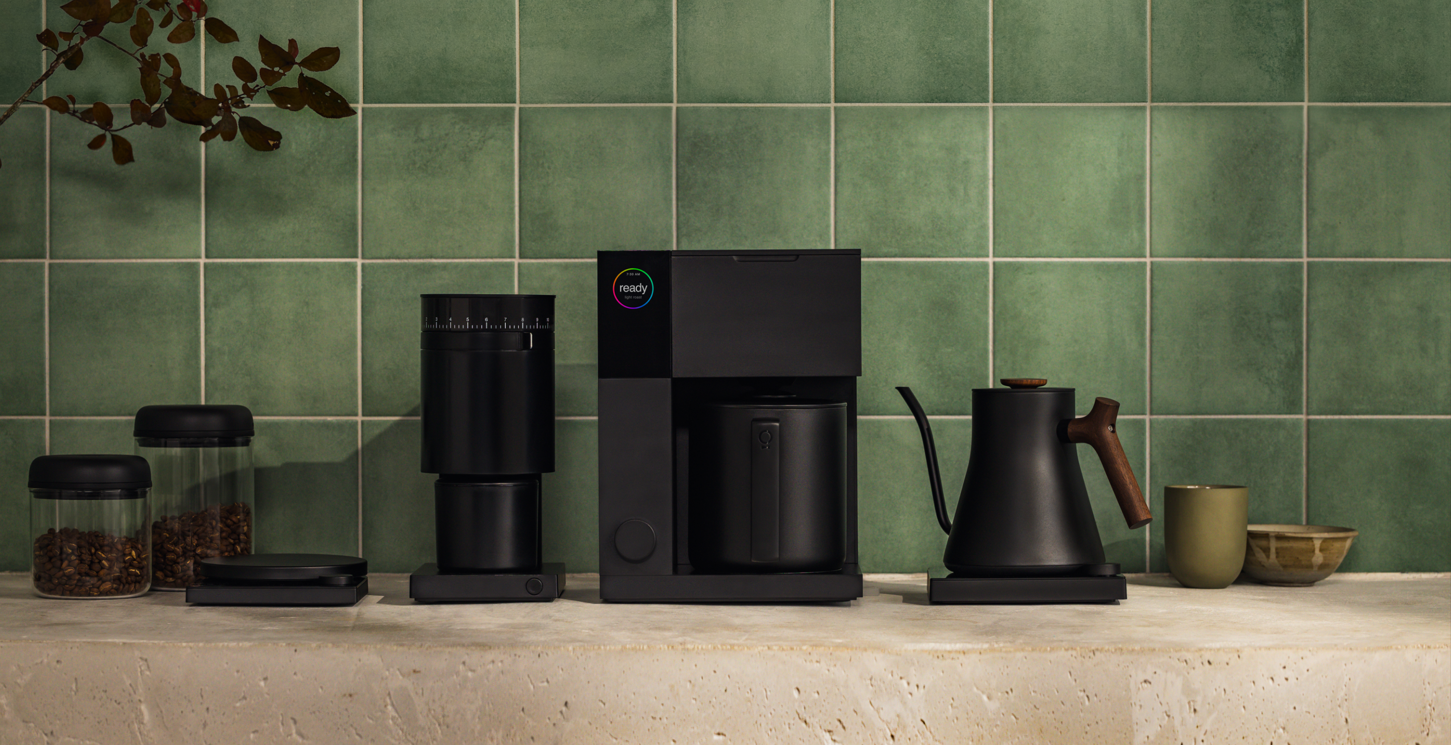 Fellow brew bar featuring Atmos, Tally, Opus, Aiden, and Stagg