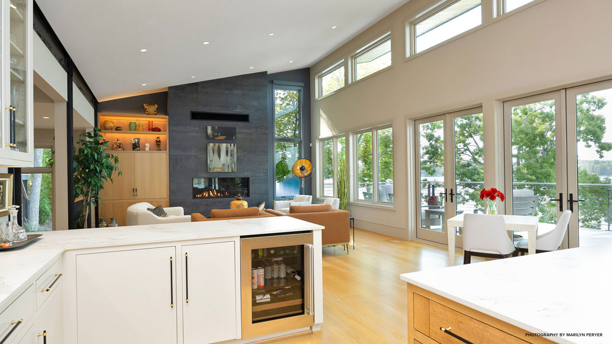 Lakehouse kitchen and living room