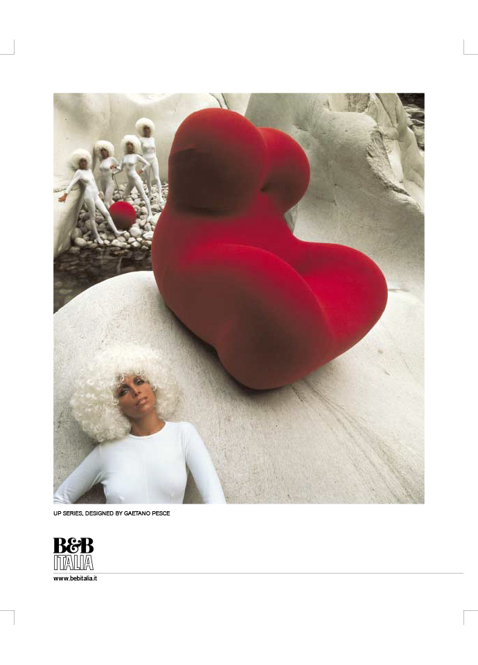 Early advertising campaigns from 2002 featuring Gaetano Pesce's UP Series for B&B Italia, here and following. Photos c/o Space.