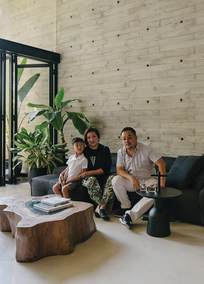 Gwen Tan at home in Singapore with Tufty Time sofa by B&B Italia. Photo c/o Space.