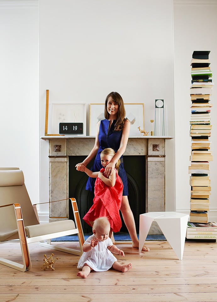 Photographer Shannon McGrath at home in Melbourne with the Ptolomeo bookshelf by Opinion Ciatti. Photo c/o Space.