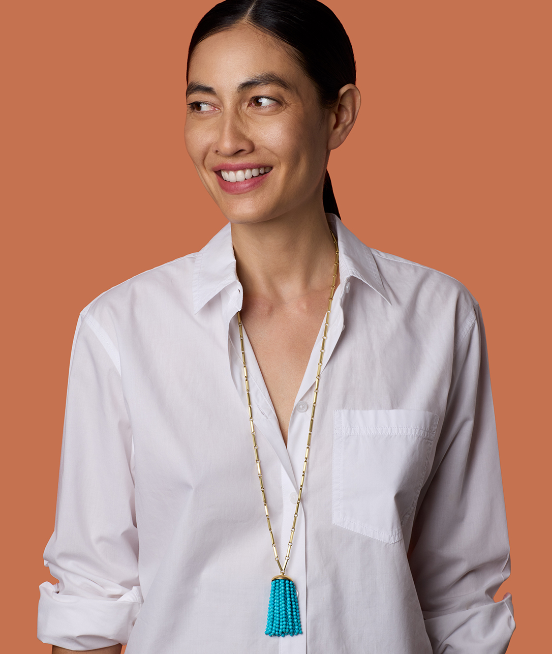 Our new Faceted Bar Chain Tassel Necklace makes summer last forever.SHOP TURQUOISE TASSEL
