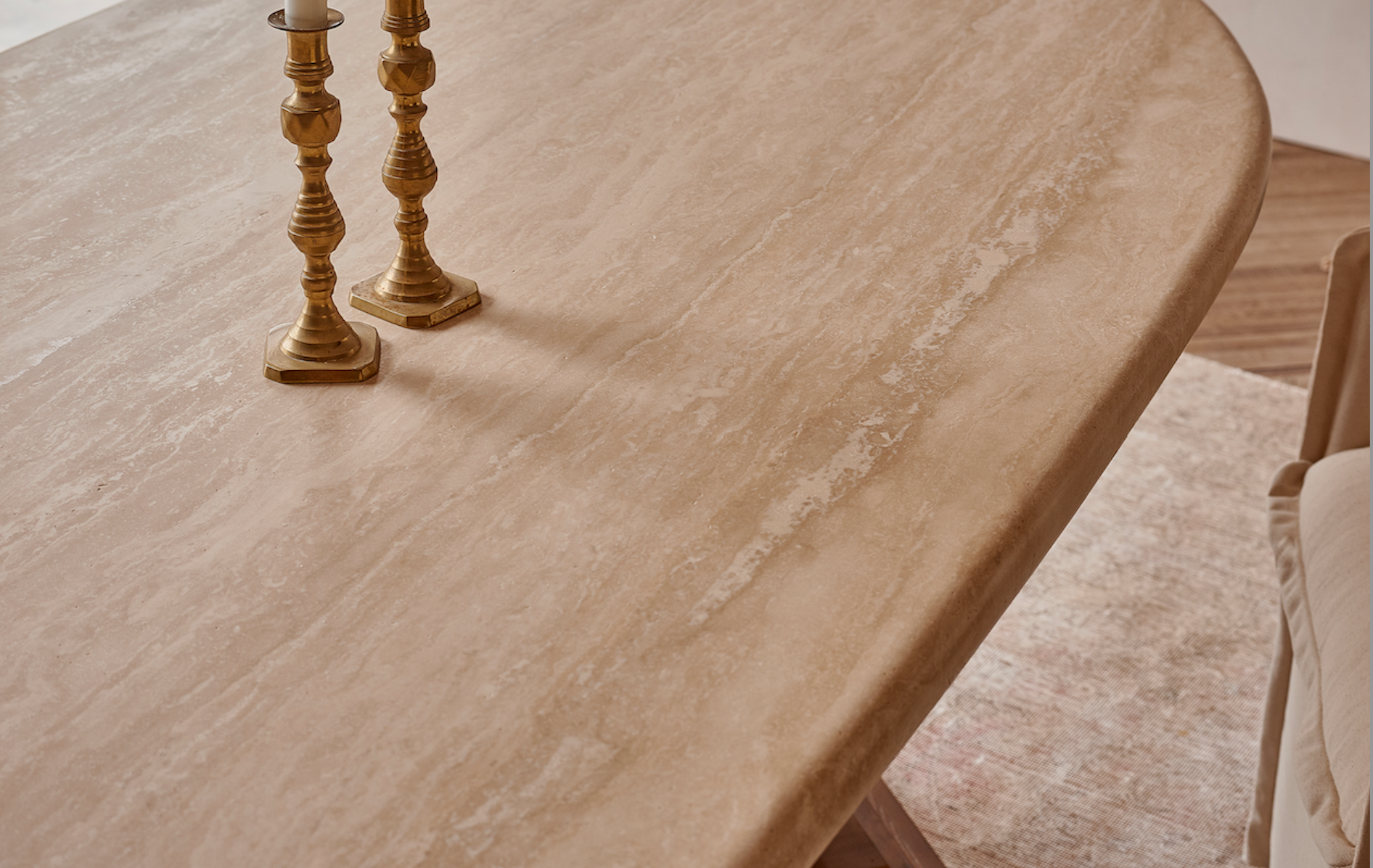 Candlesticks placed on the Cordelia Dining Table