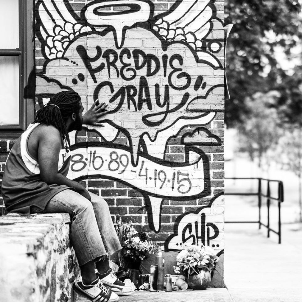 A memorial to Freddie Gray, photographed by Devin Allen, 2015.