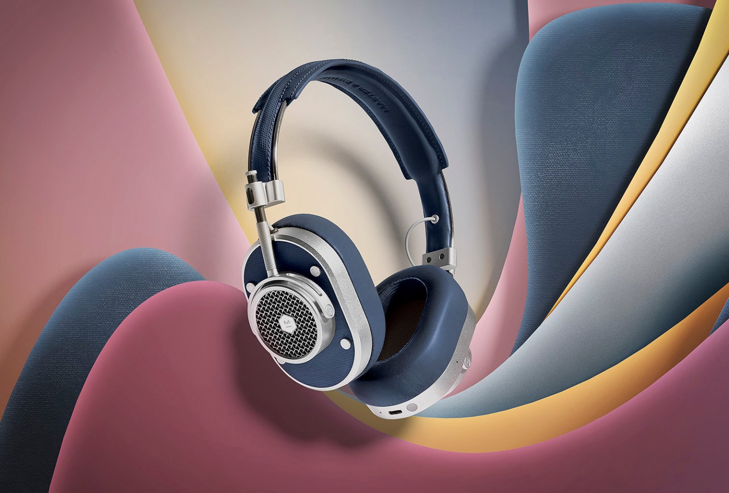 MH40 Wireless Headphones in Silver Metal/Navy Coated Canvas