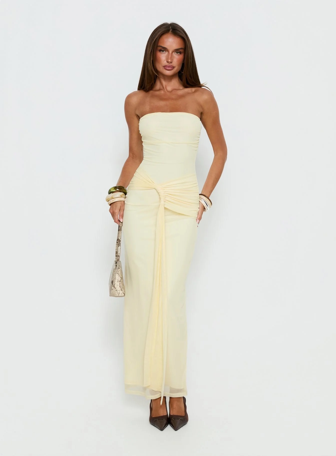 Evening / Indoor Event Graduation Party Outfits - Princess Polly Strapless Drape Maxi Dress