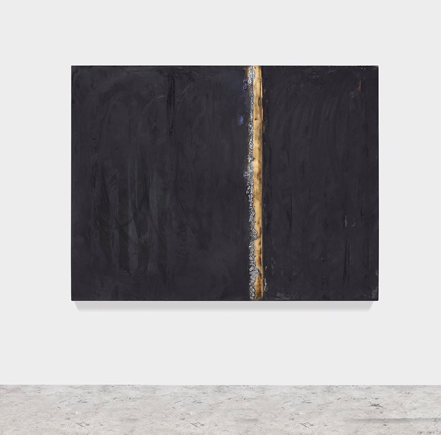 single moments, 2017 patina, oil stick, solder on solid bronze sheet, mounted on aluminum frame 48 x 63 inches (121.9 x 160 cm)