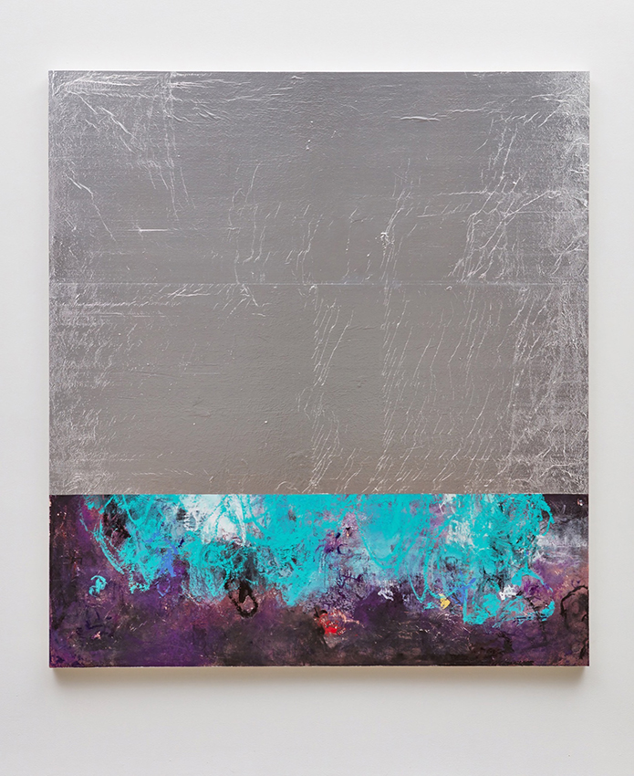 deepchord, 2016 aluminum foil, oil paint mounted on wood panel 84 1/4 x 76 1/2 inches (214 x 194.3 cm)