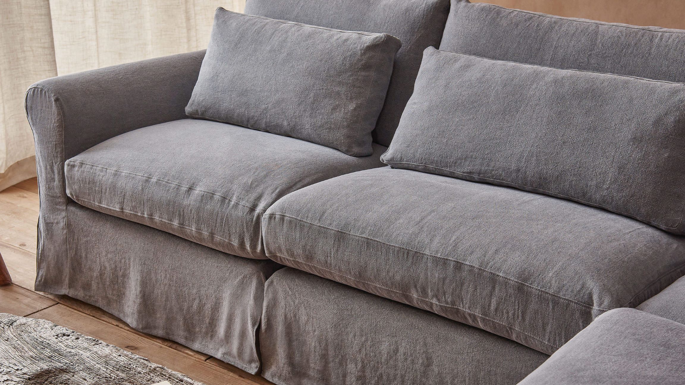 Elias Sofa in Ink Cap, Light Weight Linen