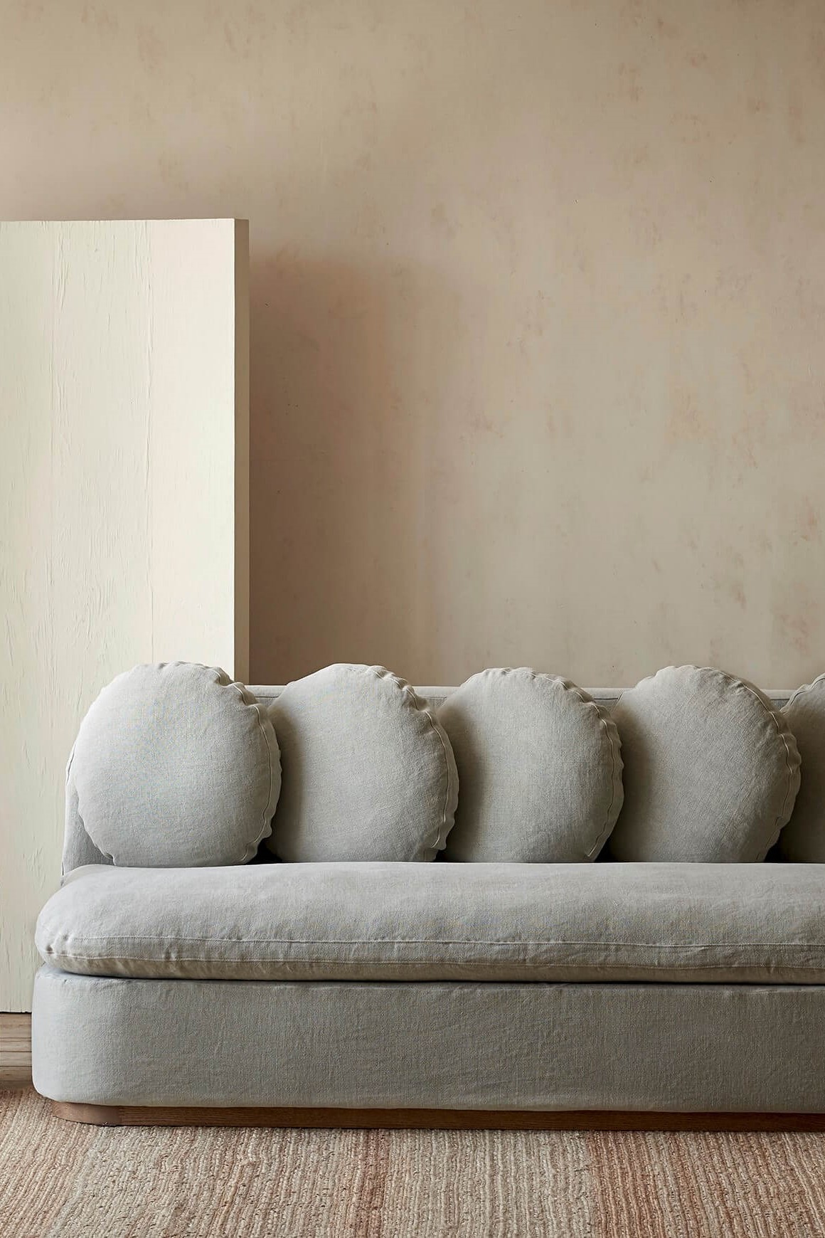 Olea Sofa in Jasmine Rice, Medium Weight Linen