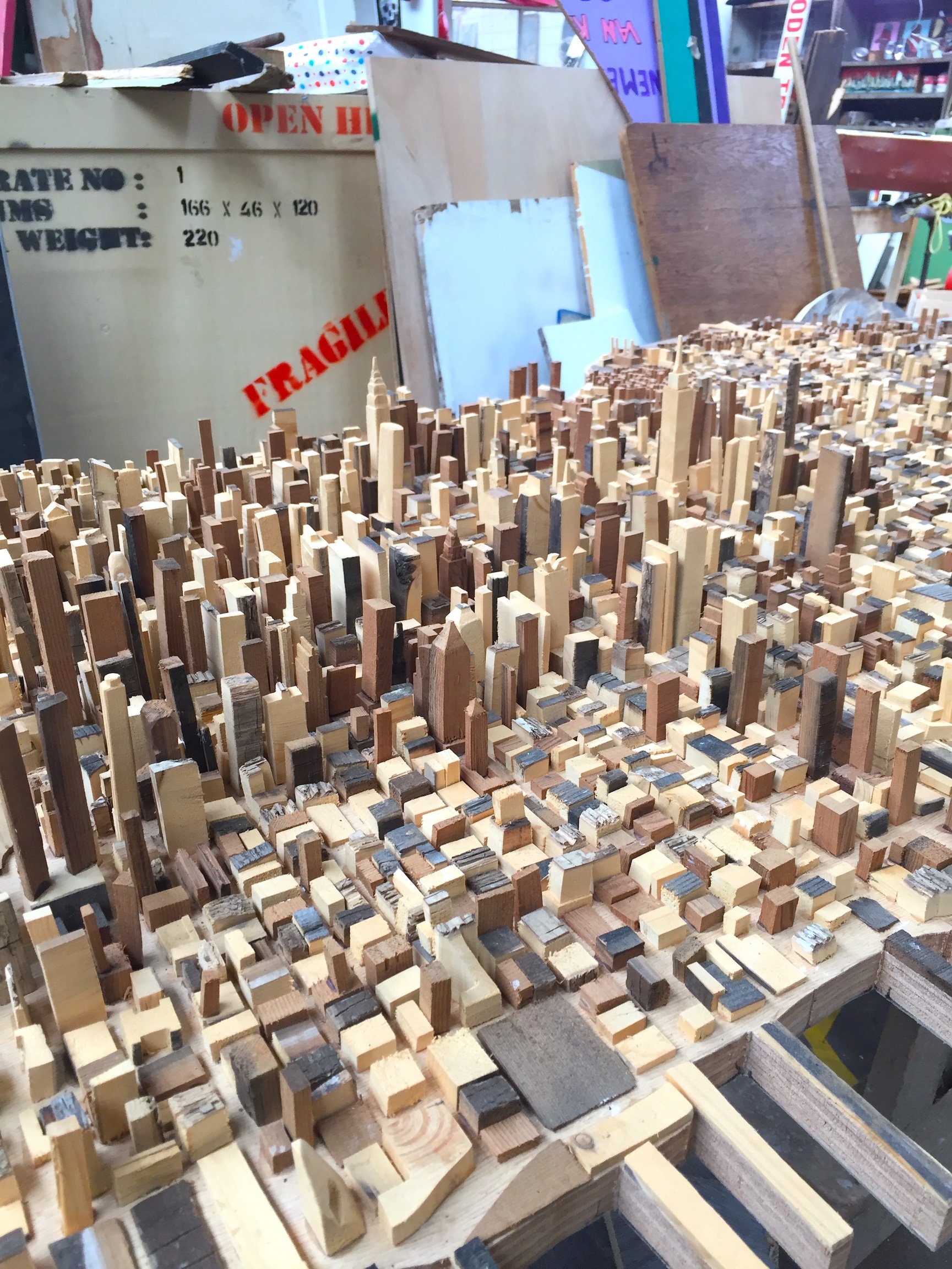 Building Manhattan Out Of Water Tower Wood