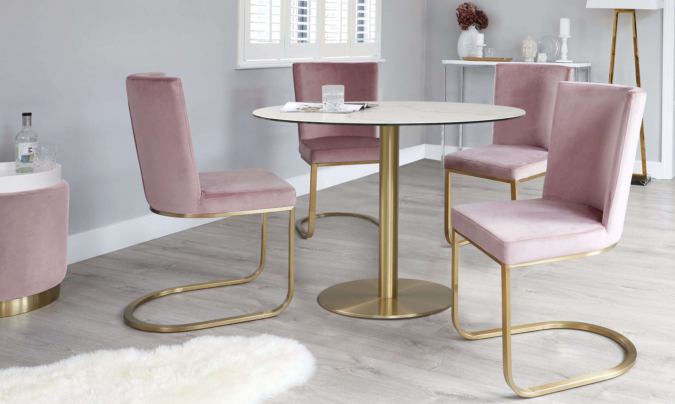 pink table chairs