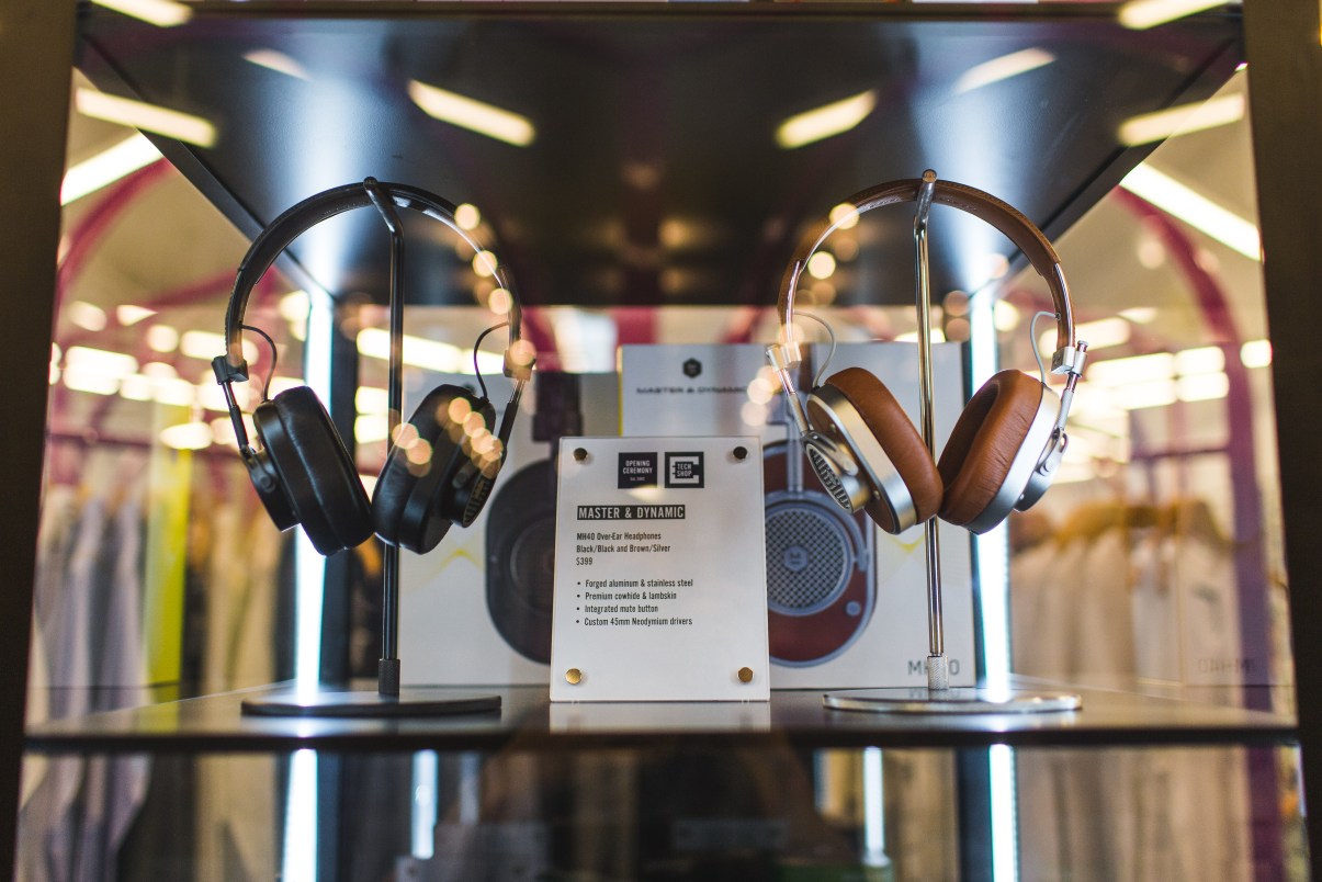 Photograph of Master and Dynamic  MH40 Headphones on display at Opening Ceremony