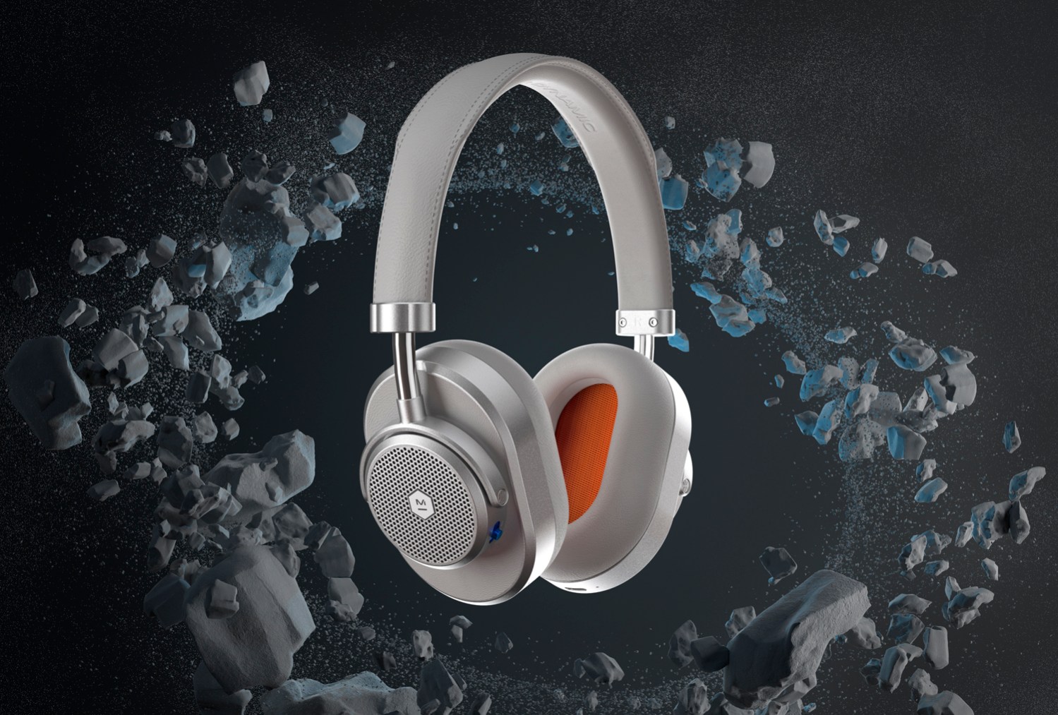 Kevin Durant Studio 35 MW65 Active Noise-Cancelling Wireless Over-Ear Headphones in Silver Metal/Cool Grey.