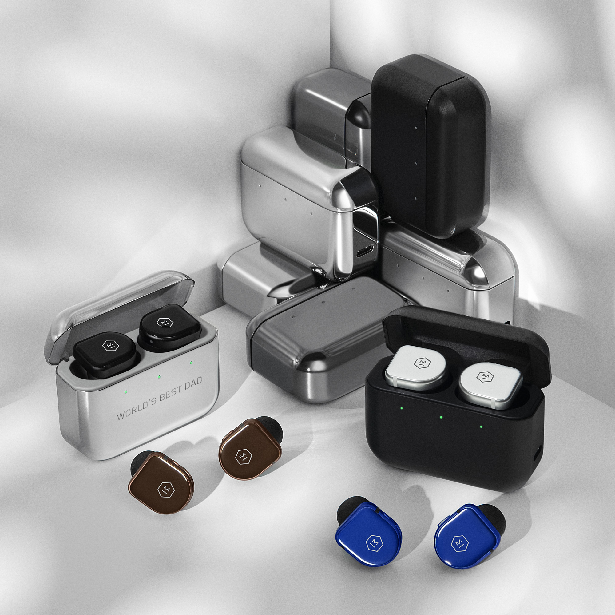 The MW08 True Wireless Earphones with an engraved charging case 