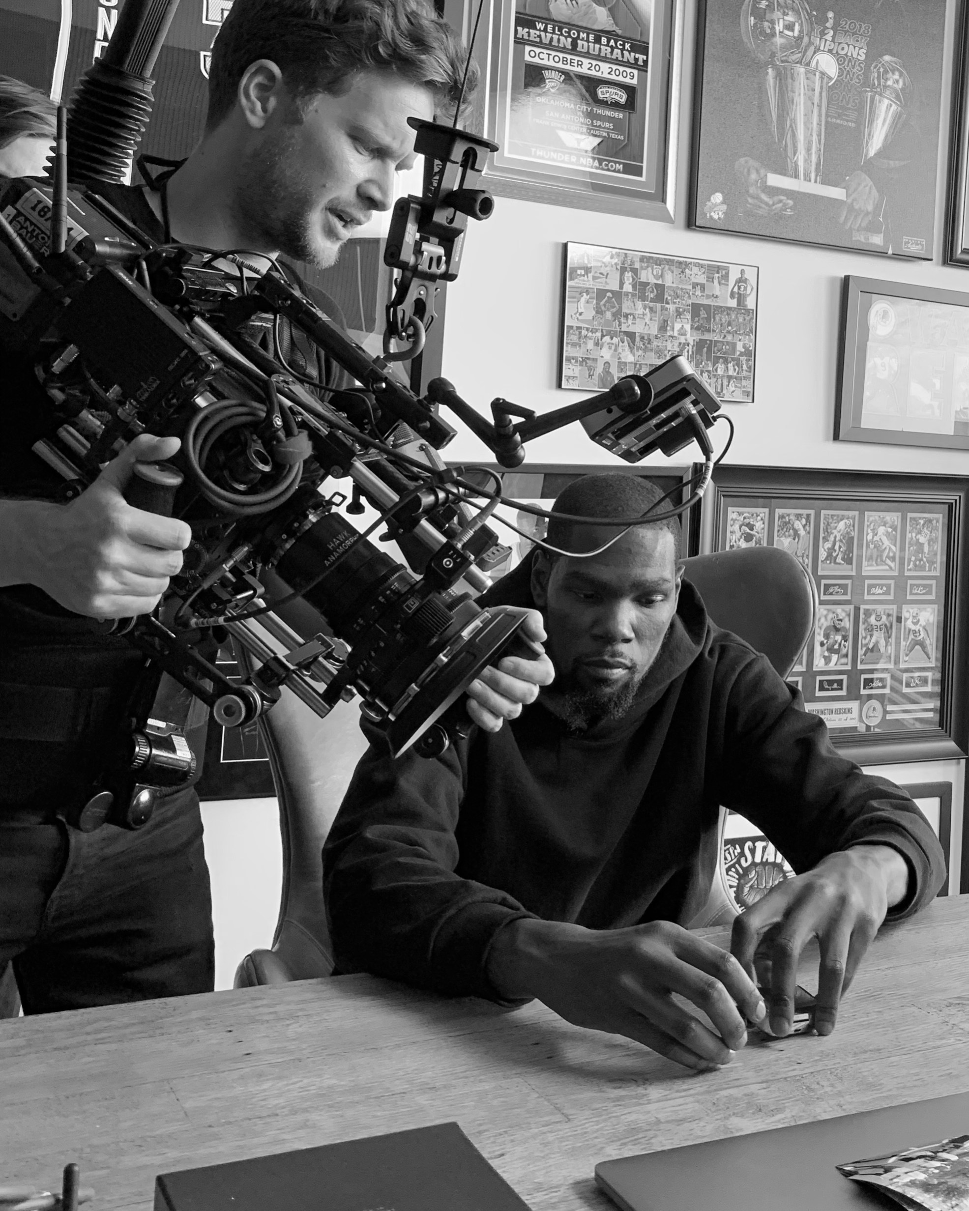 Photograph of Kevin Durant being filmed
