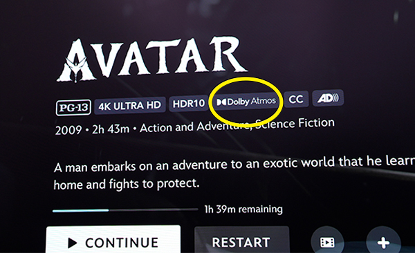 Disney+ Dolby Atmos logo circled screen grab
