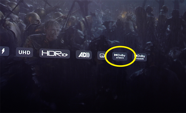 Amazon Prime Video screen grab with Dolby Atmost logo circled
