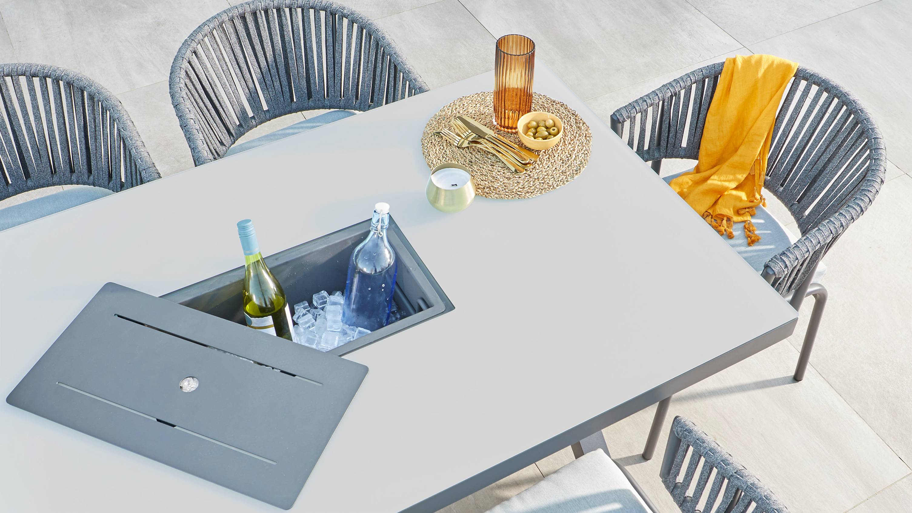 Grey Outdoor Table Set by