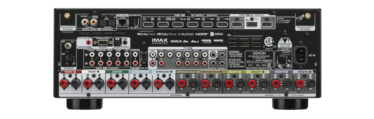 Denon AVR-X3900H Rear Panel View