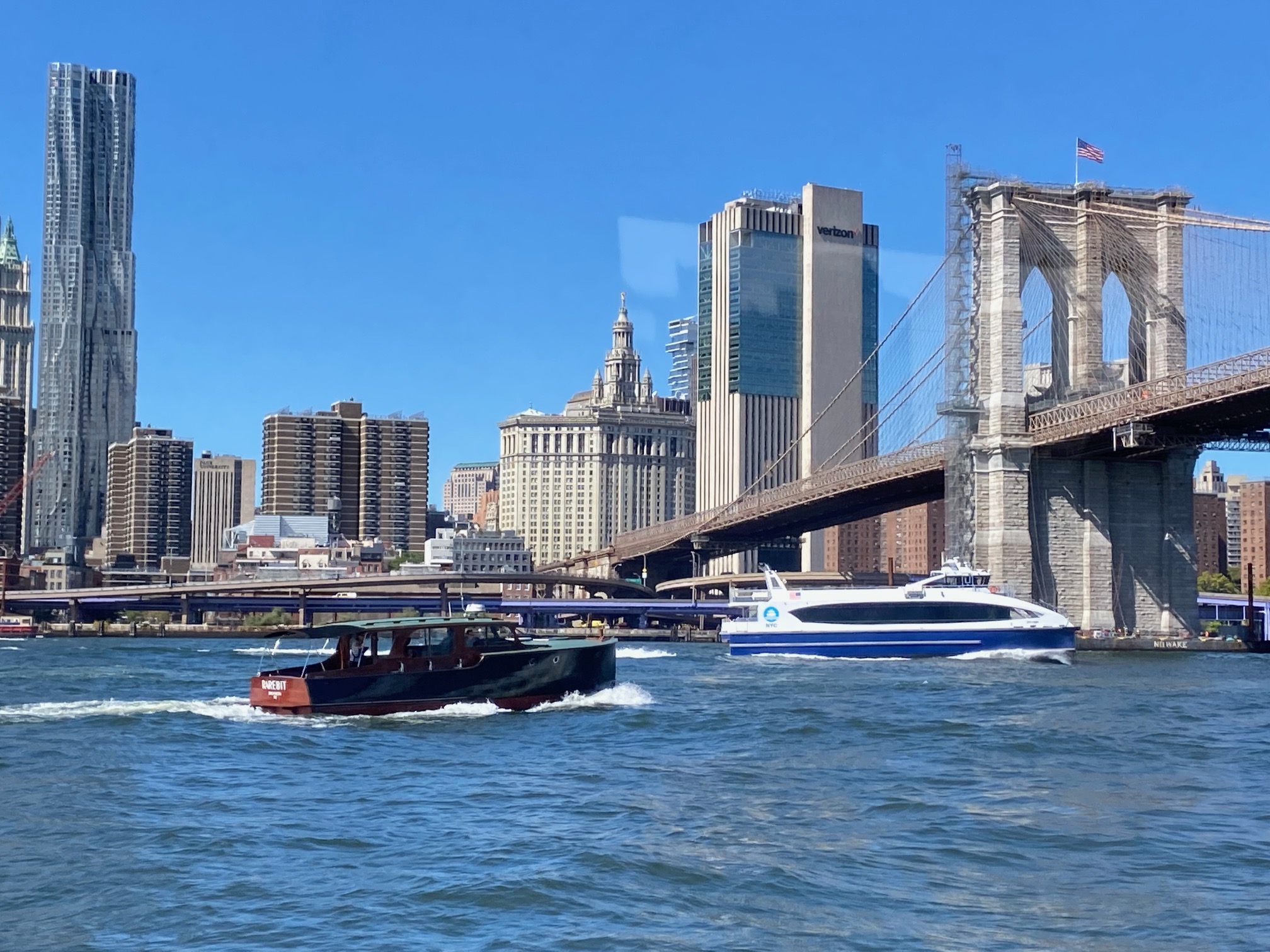 Matthew Rhys' boat, inspired by Hemingway's Pilar, can be seen cruising through the waters surrounding NYC.