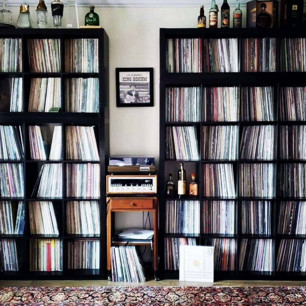 Casablanca's impressive vinyl collection at his home in New York. 