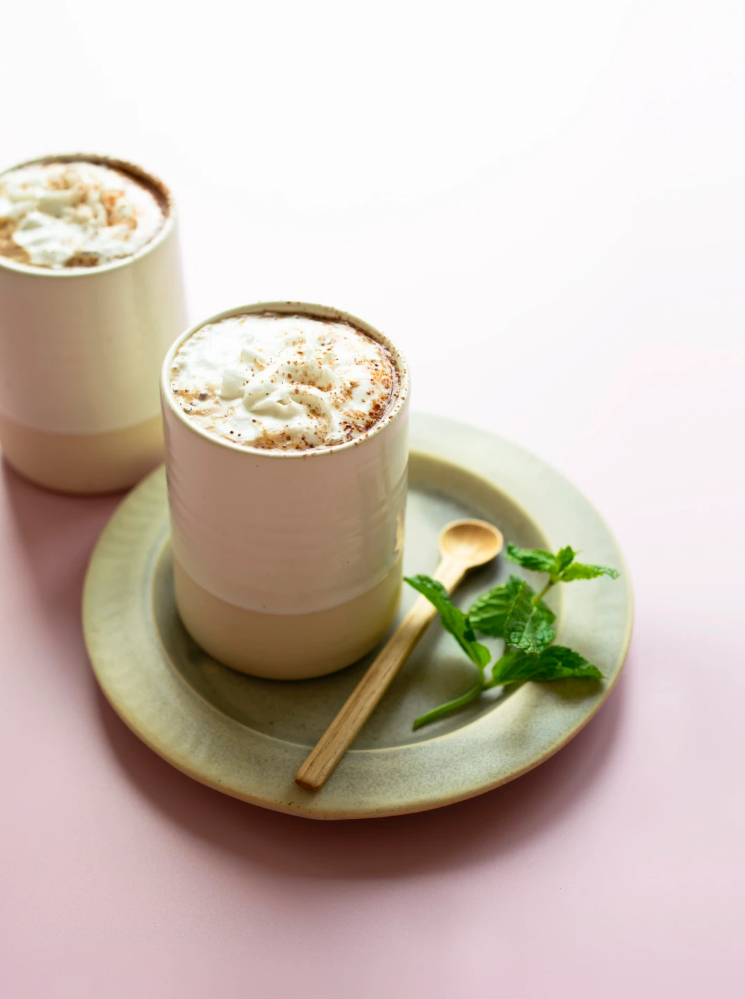 Two mugs of peppermint cocoa