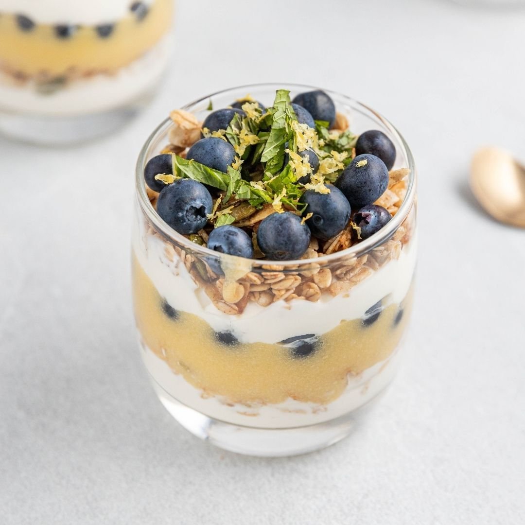 Toasted Muesli Parfait with Olive Oil Lemon Curd