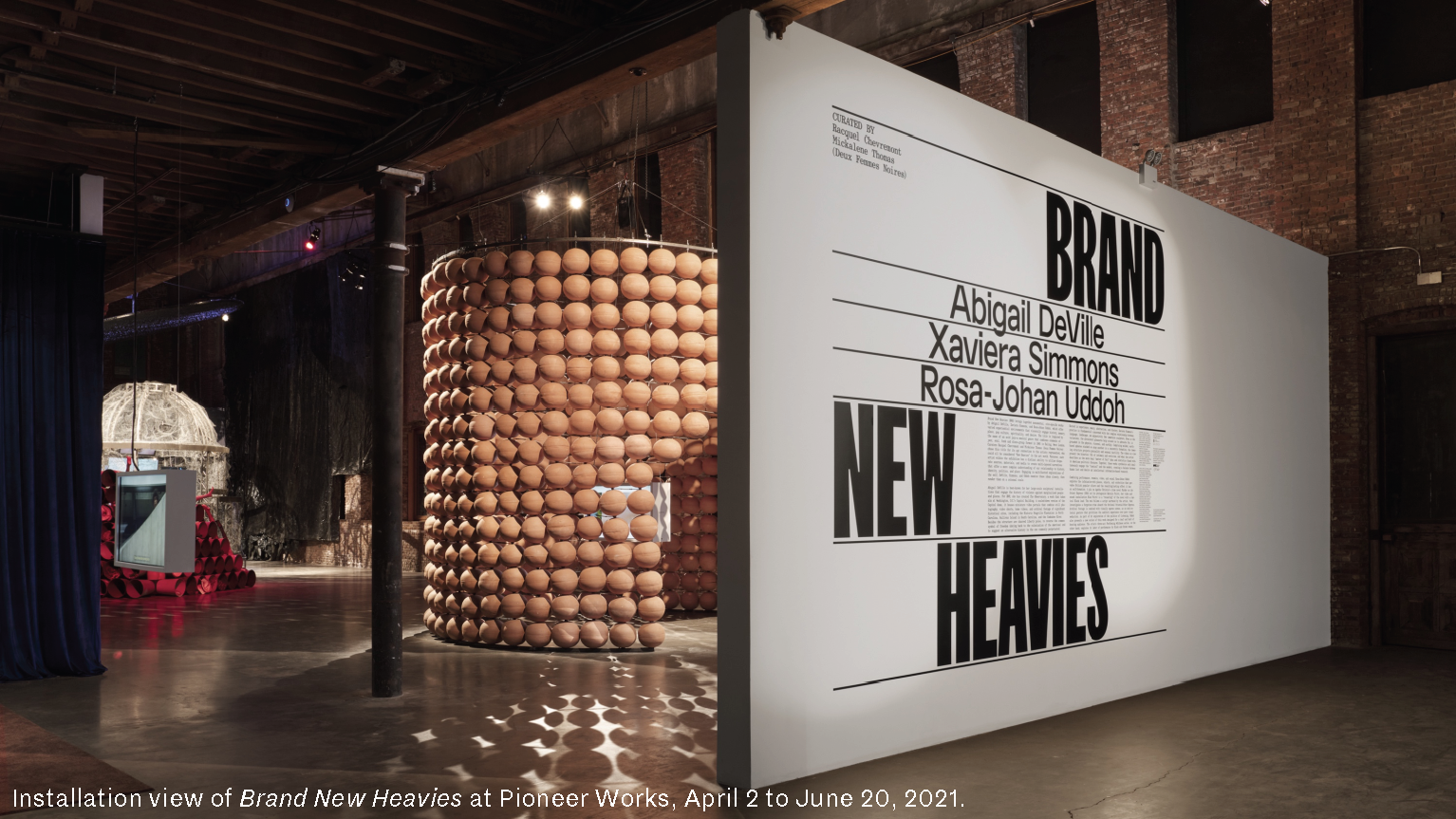Brand New Heavies, an exhibit previously on view at Pioneer Works in 2021 curated by Deux Femmes Noires founders Mickalene Thomas and Racquel Chevremont. 