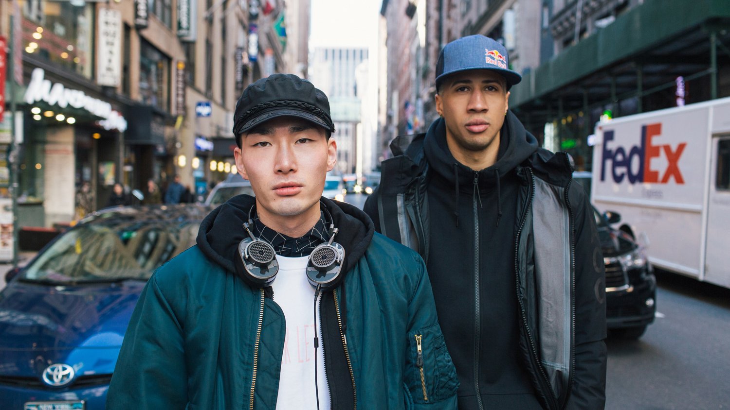 Left: Noma Han, professional tattoo artist and model. Right: Miles Chamley-Watson, world class Olympic fencer and model.