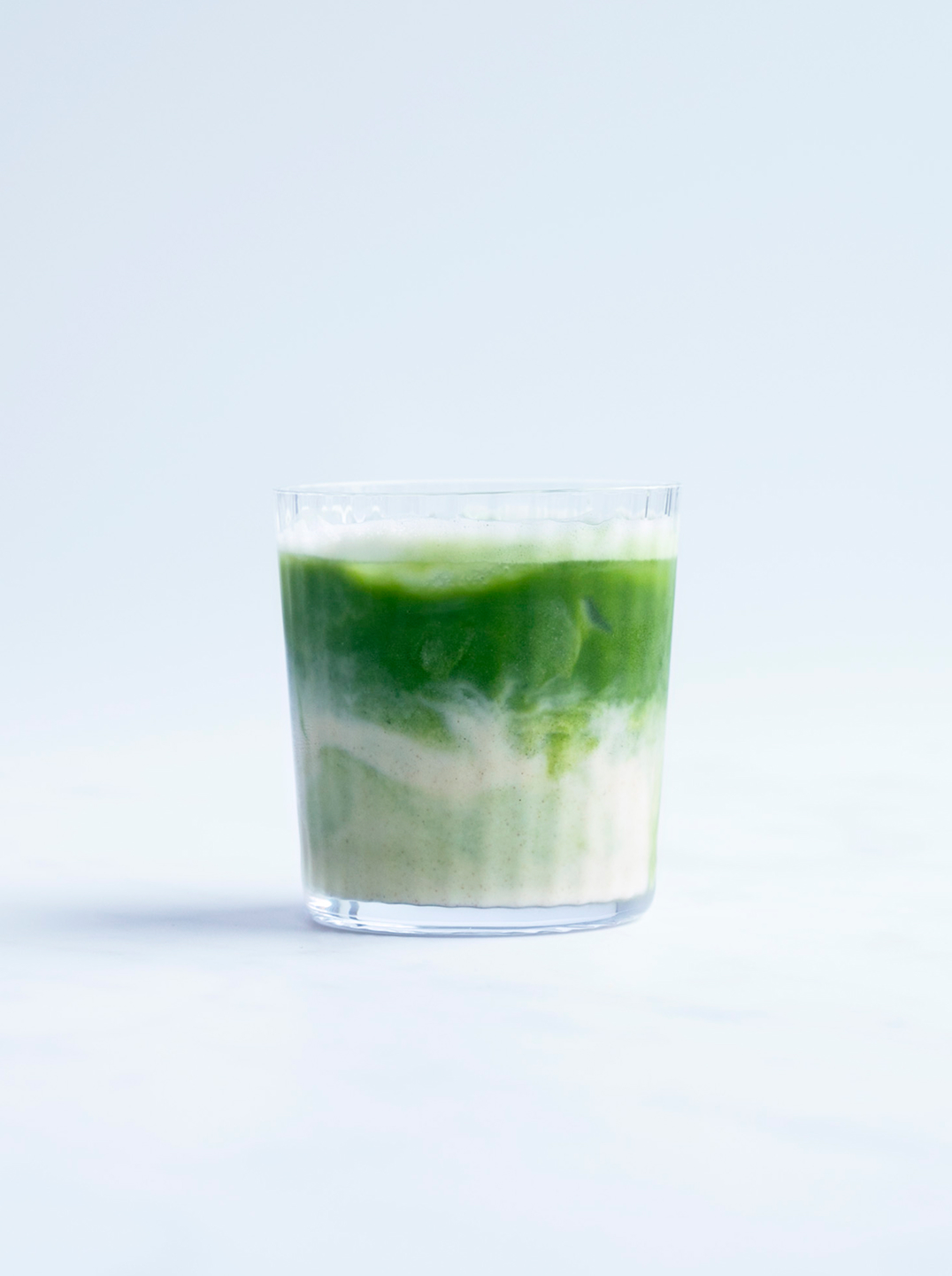 Glass of matcha with Cinnamon Cashew Milk