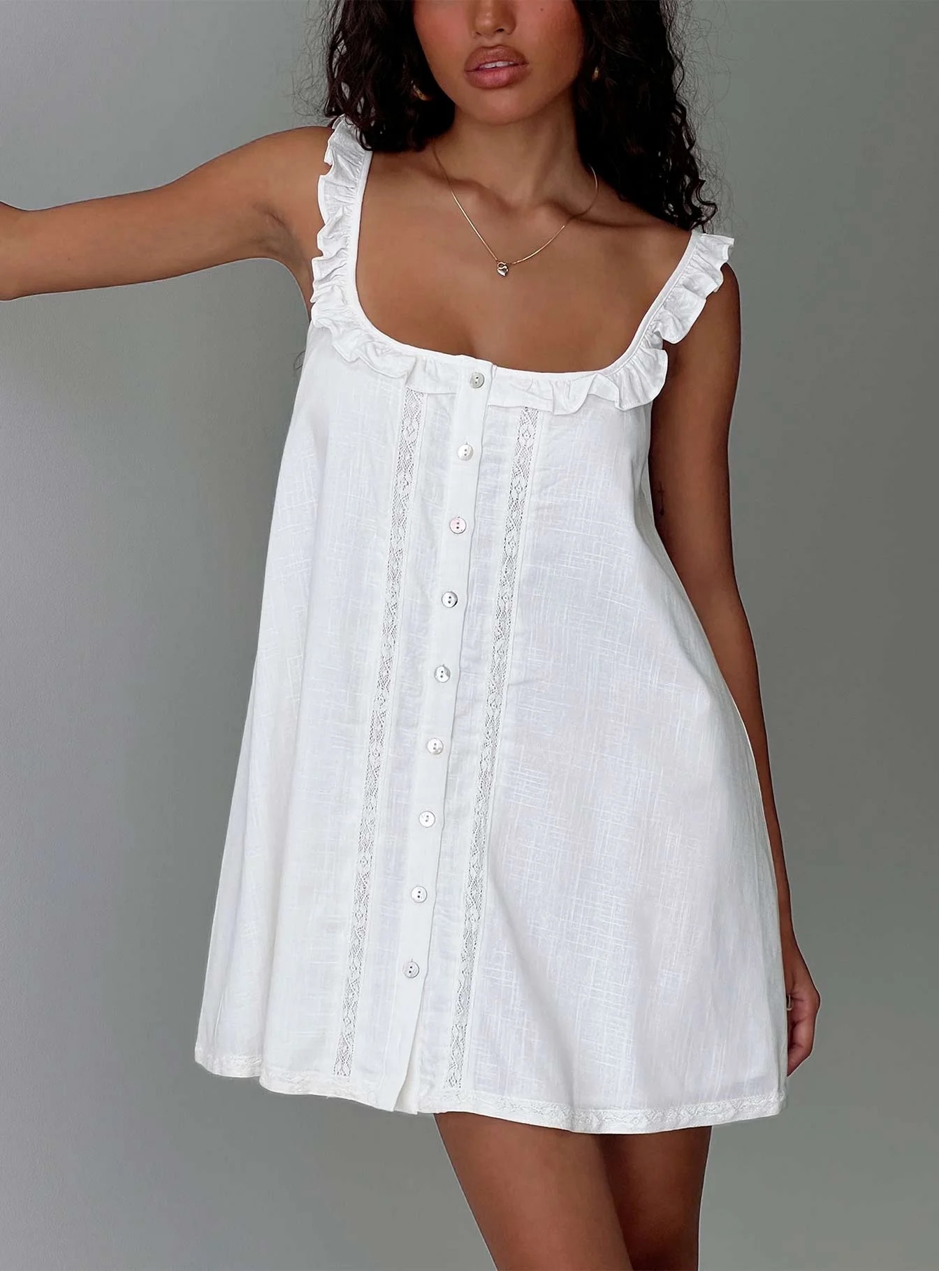 4th of July Picnic Outfits - Princess Polly Babydoll Mini Dress White