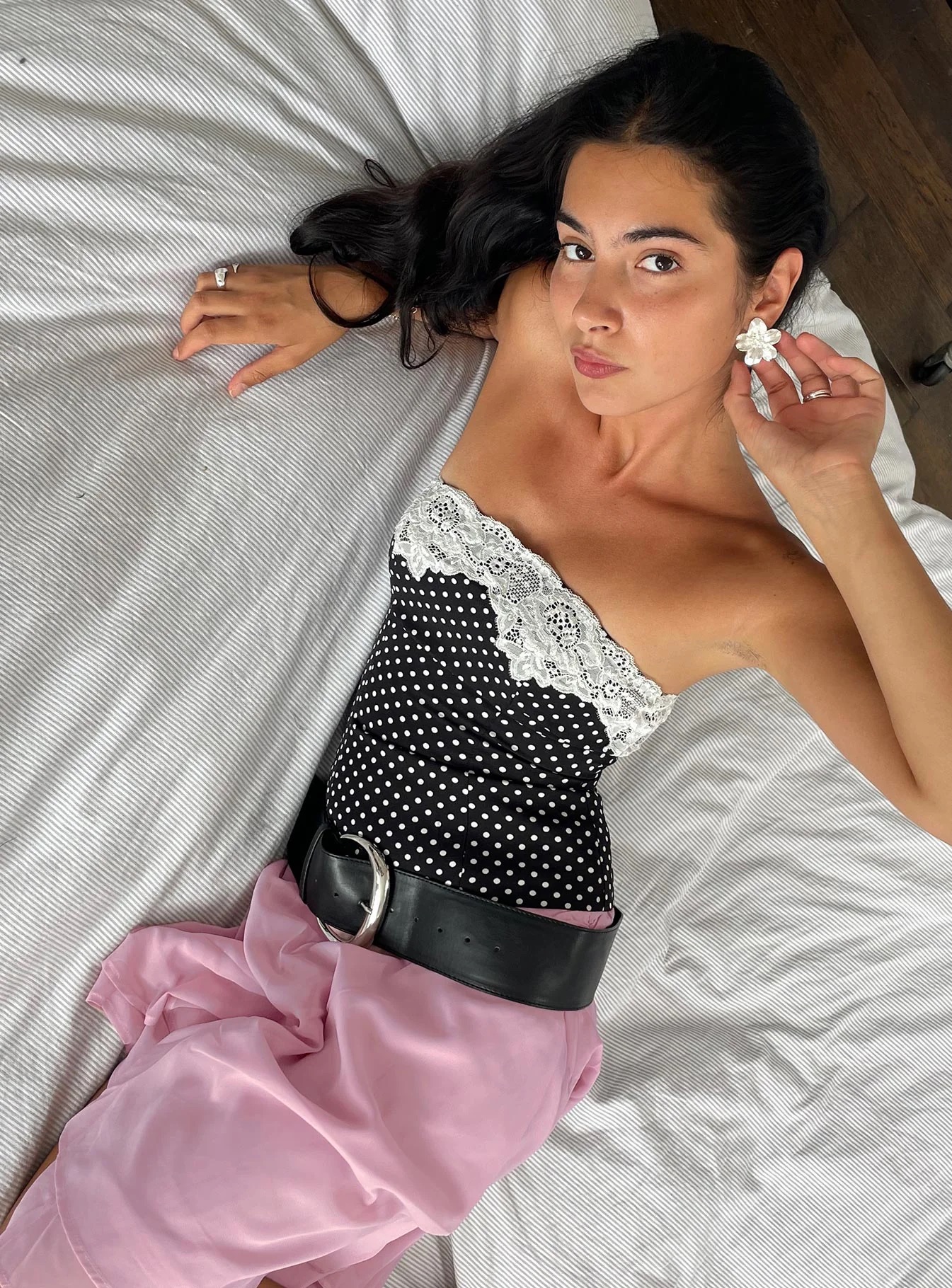 4th of July Country Concert and Outdoor Event Outfits - Princess Polly Lace Trim Strapless Top Black Polka