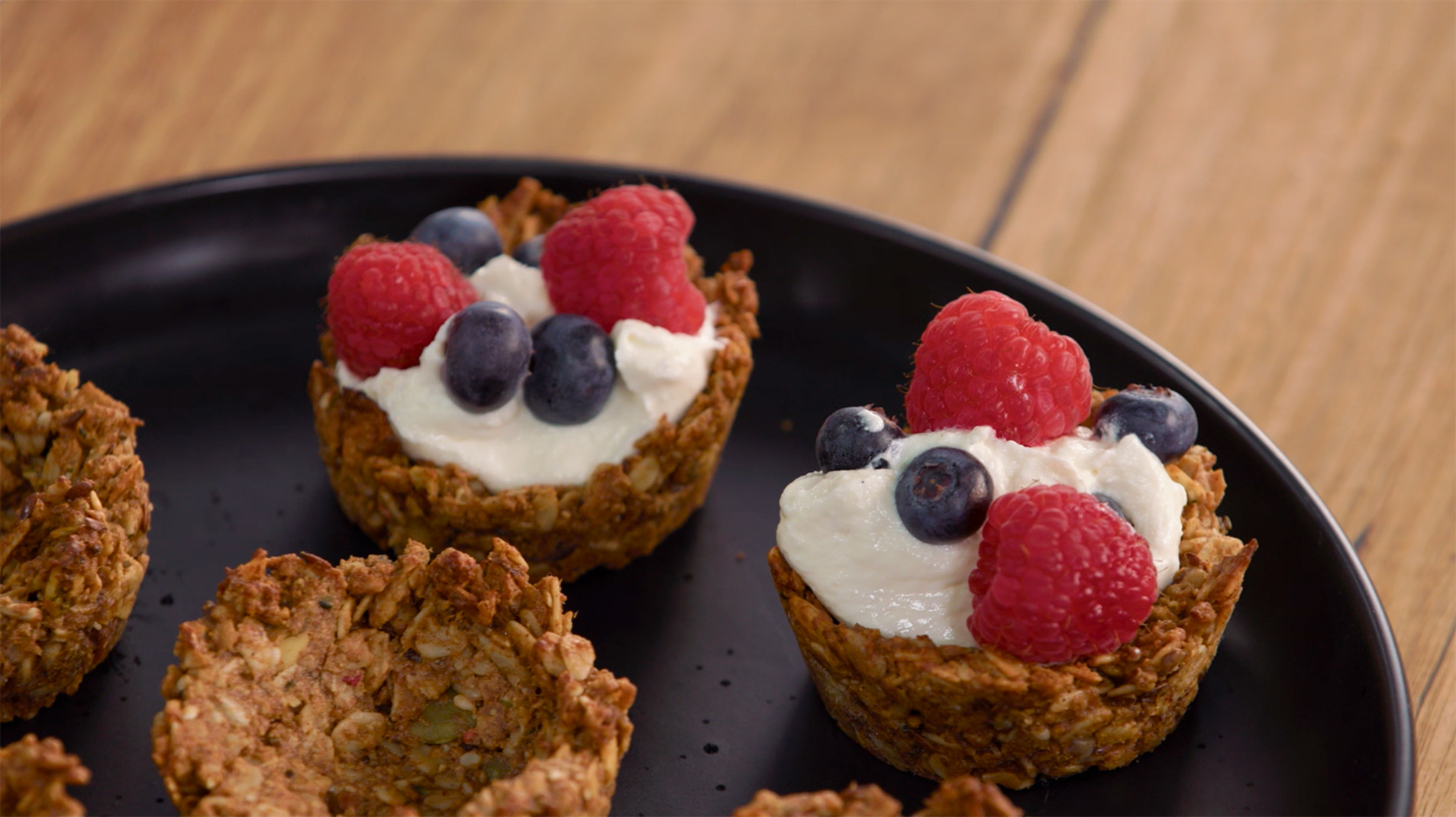 Brookfarm Mini Vegan Breakfast Tarts with Low Sugar Granola Macadamia Raspberry
