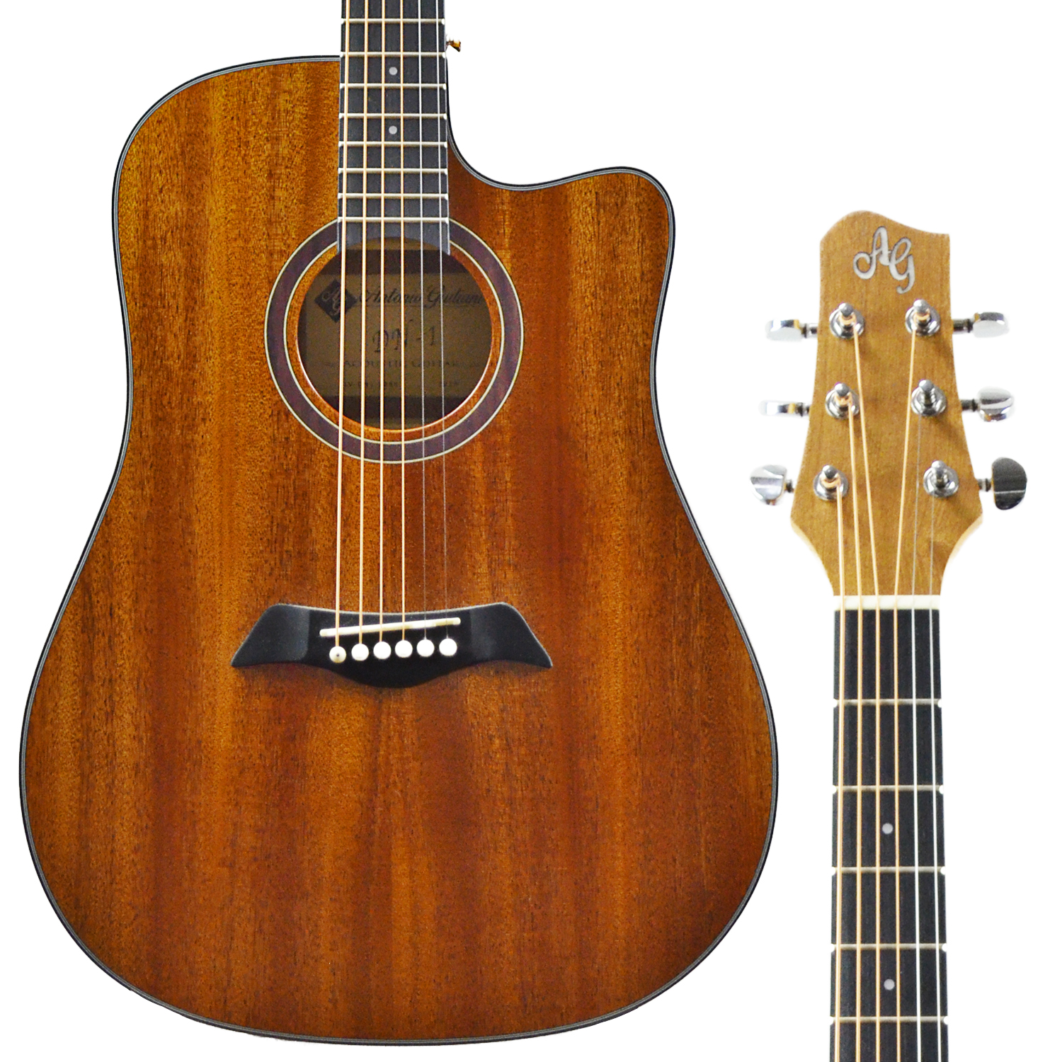 CLEARANCE Antonio Giuliani DN-1 Dreadnought Cutaway Acoustic Guitar Outfit in action