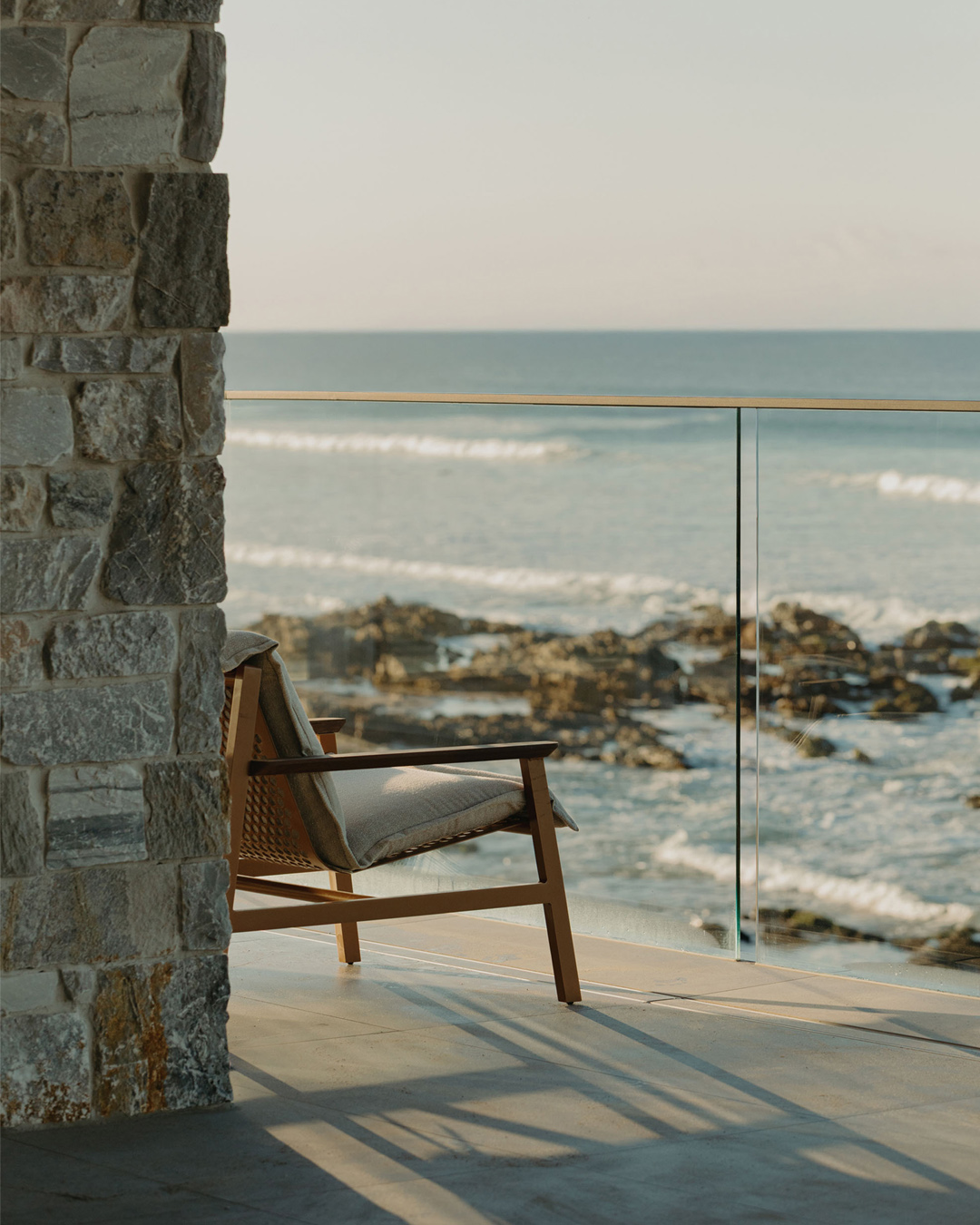 Mac Chair Copper Frame with Spotted Gum Arms in Outdoor Cashew 