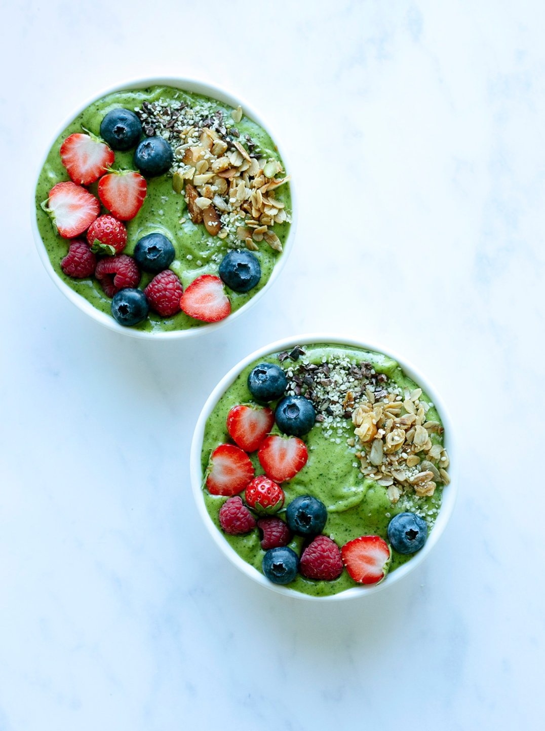 2 Green Goddess Smoothie Bowls