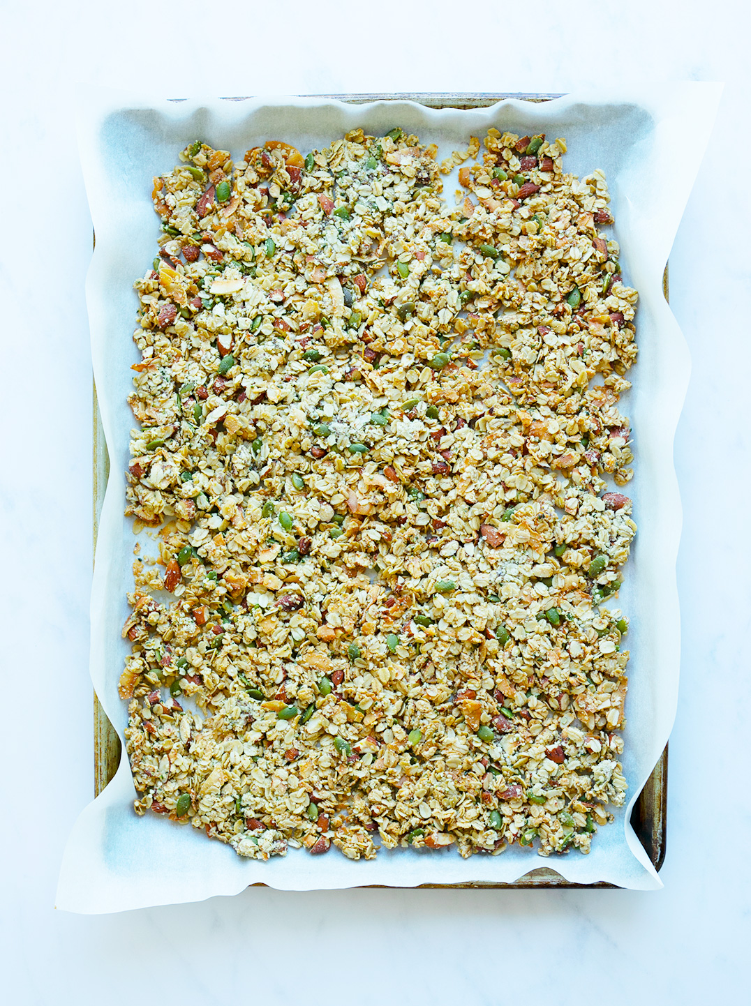 a tray of high protein granola